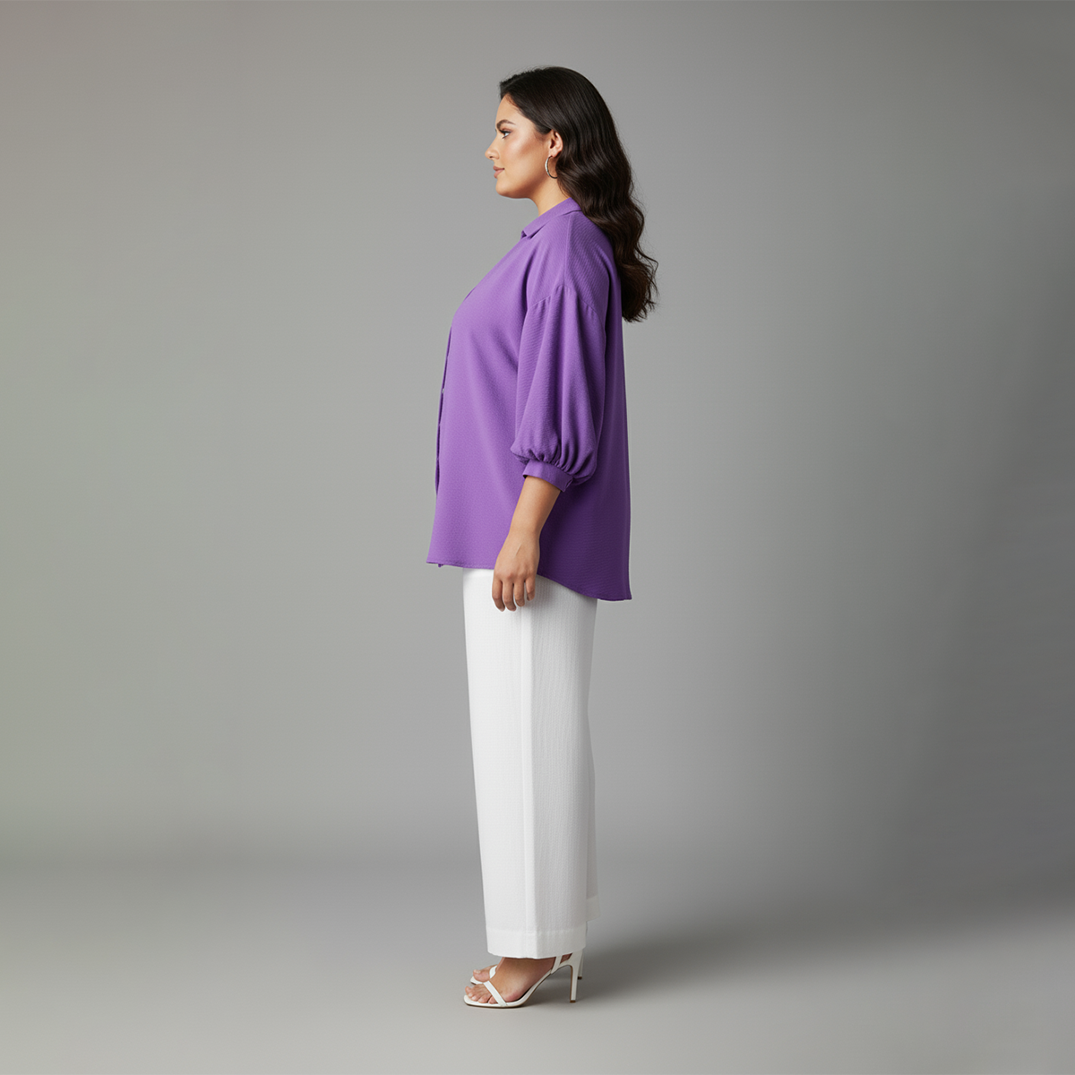 Plus Size Lavender Loose Fit Shirt by Calae | Sizes Available L to 7XL