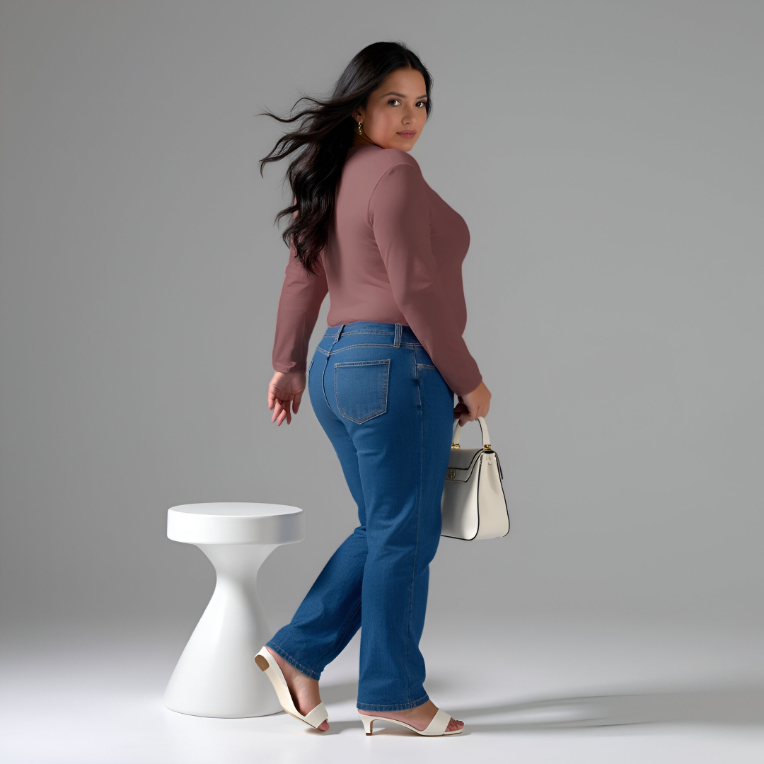 Dusty Pink Plus-Size Square Neck Full Sleeves Top